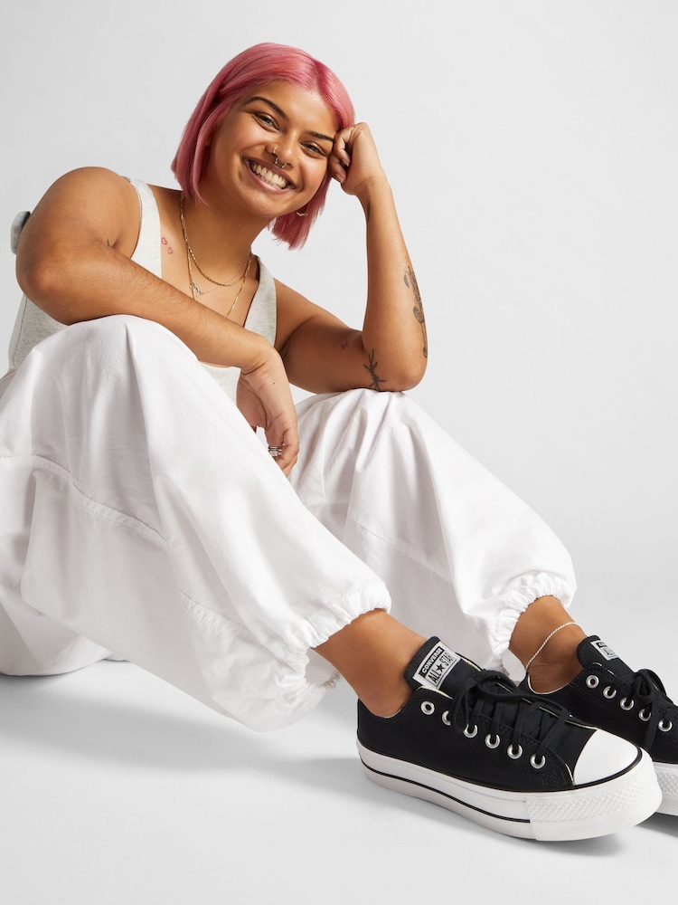 Converse Black Huck Taylor All Star Lift Ox Trainers - Image 1 of 12