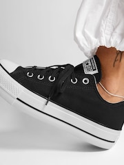 Converse Black Huck Taylor All Star Lift Ox Trainers - Image 2 of 12
