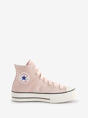 Converse Pink Chuck Taylor All Star High Top Lift Trainers - Image 1 of 17