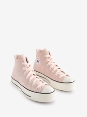 Converse Pink Chuck Taylor All Star High Top Lift Trainers - Image 5 of 17