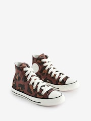 Converse Brown Chuck Taylor All Star High Top Leopard Animal Print Trainers - Image 3 of 9