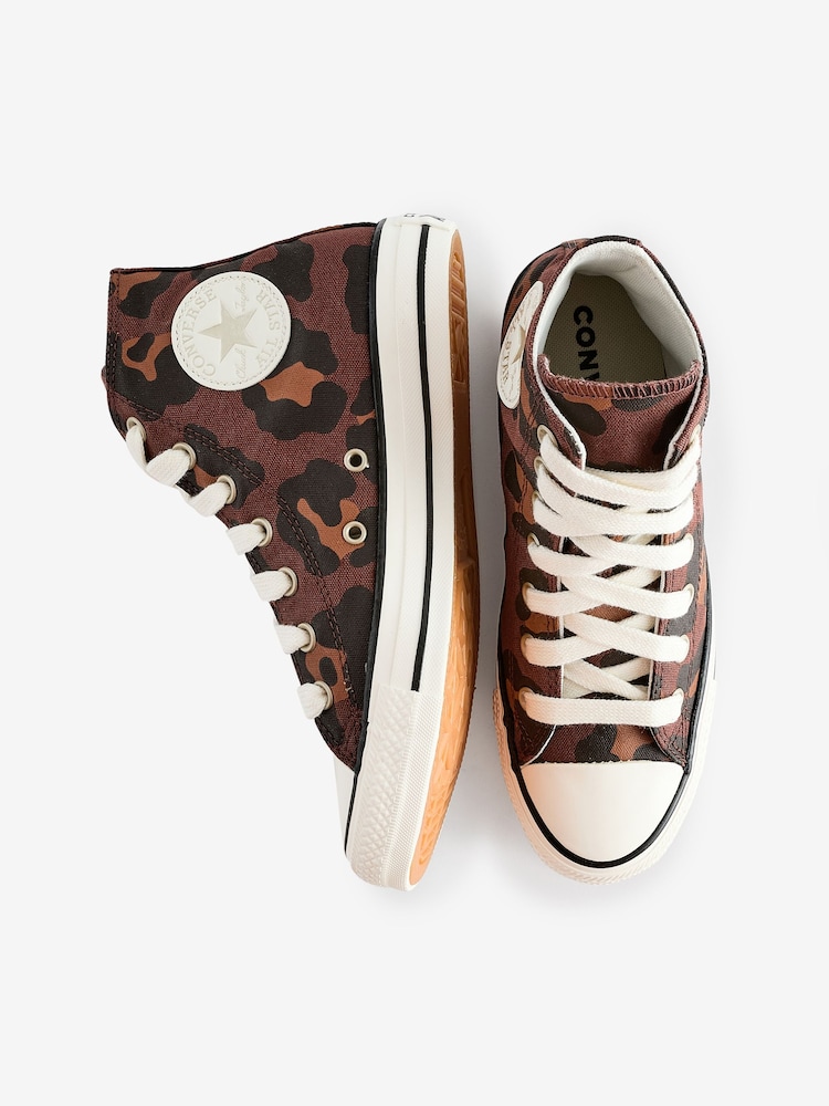 Converse Brown Chuck Taylor All Star High Top Leopard Animal Print Trainers - Image 9 of 9
