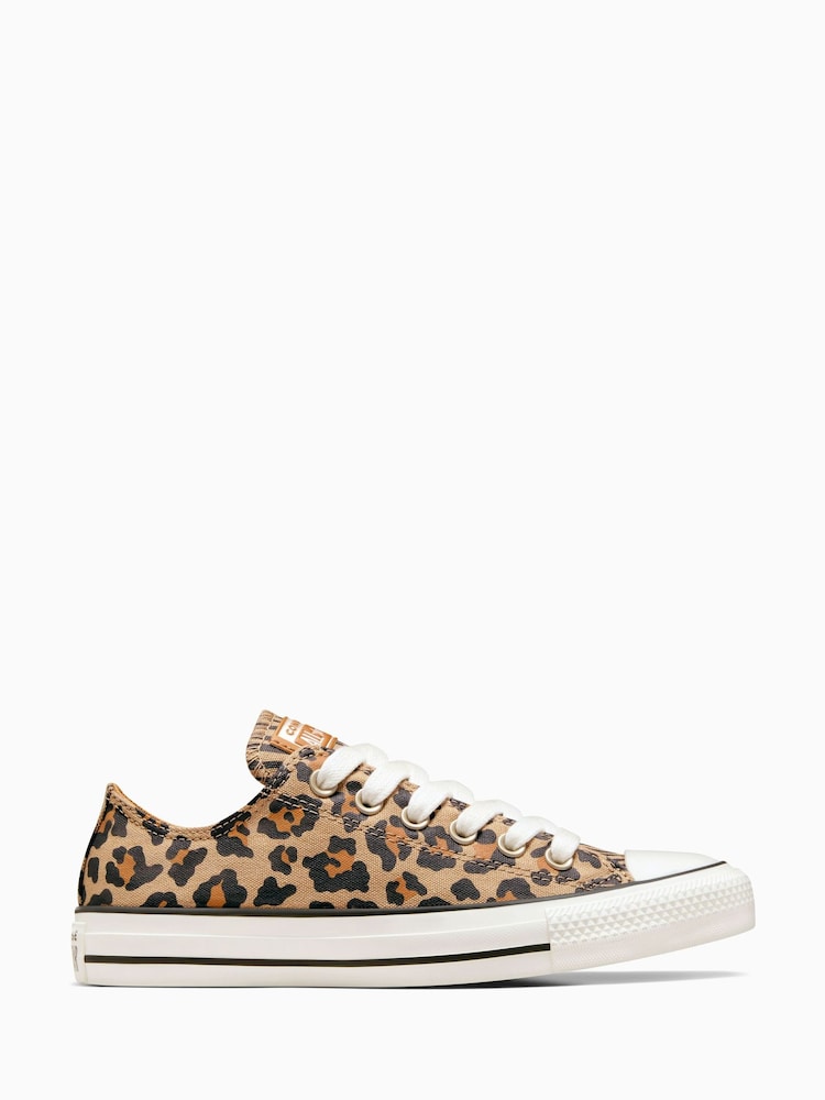 Converse Black Chuck Taylor All Star Ox Leopard Animal Print Low Top Trainers - Image 1 of 9
