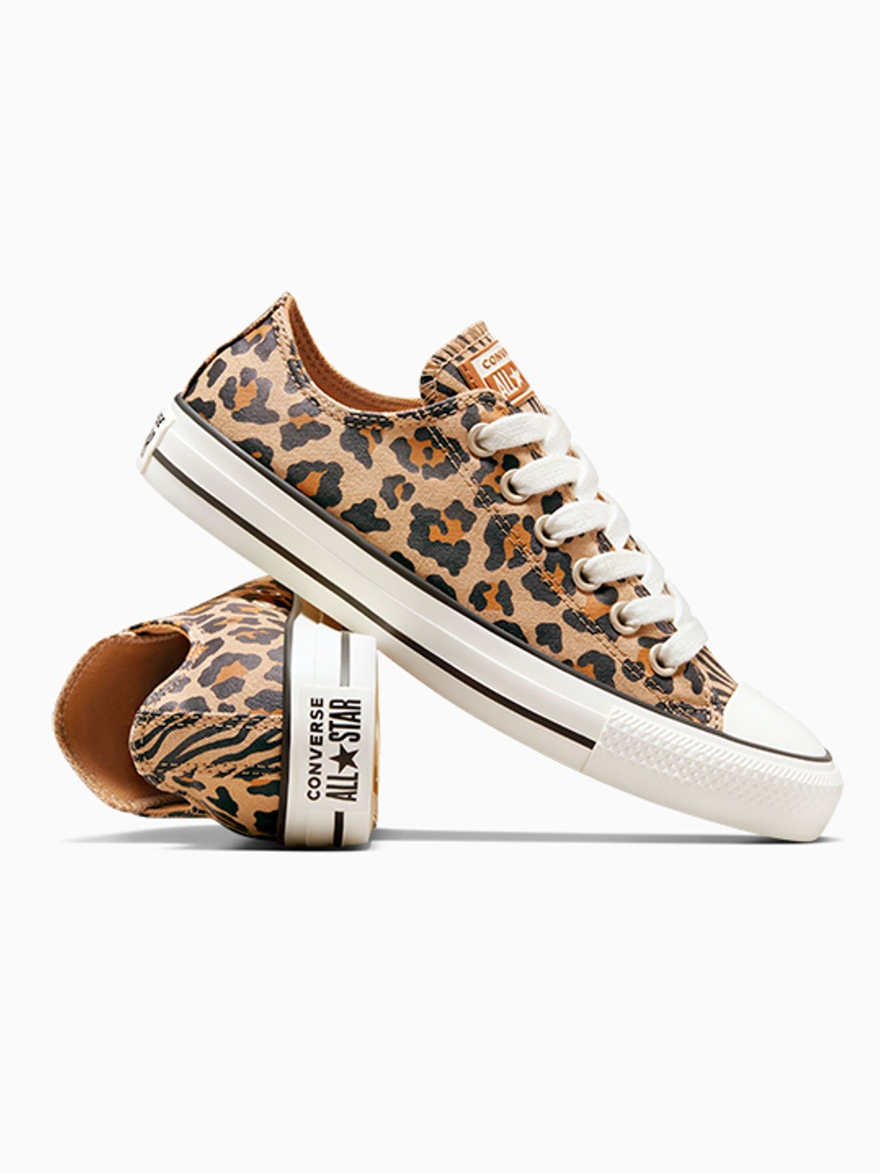 Buy Converse Black Chuck Taylor All Star Ox Leopard Animal Print Low Top Trainers from Next Luxembourg