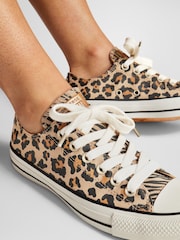 Converse Black Chuck Taylor All Star Ox Leopard Animal Print Low Top Trainers - Image 7 of 9
