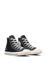 Converse Pink/Black Chuck Taylor All Star High Top Trainers - Image 8 of 11
