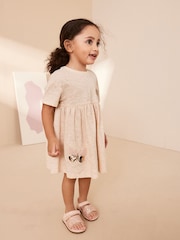 Pale Pink 100% Cotton Sequin Jersey Dress (3mths-7yrs) - Image 3 of 8