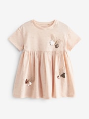 Pale Pink 100% Cotton Sequin Jersey Dress (3mths-7yrs) - Image 6 of 8