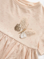 Pale Pink 100% Cotton Sequin Jersey Dress (3mths-7yrs) - Image 8 of 8