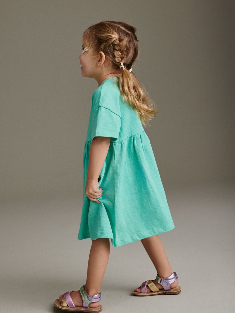 Light Teal Short Sleeve Jersey Dress (3mths-7yrs) - Image 2 of 7