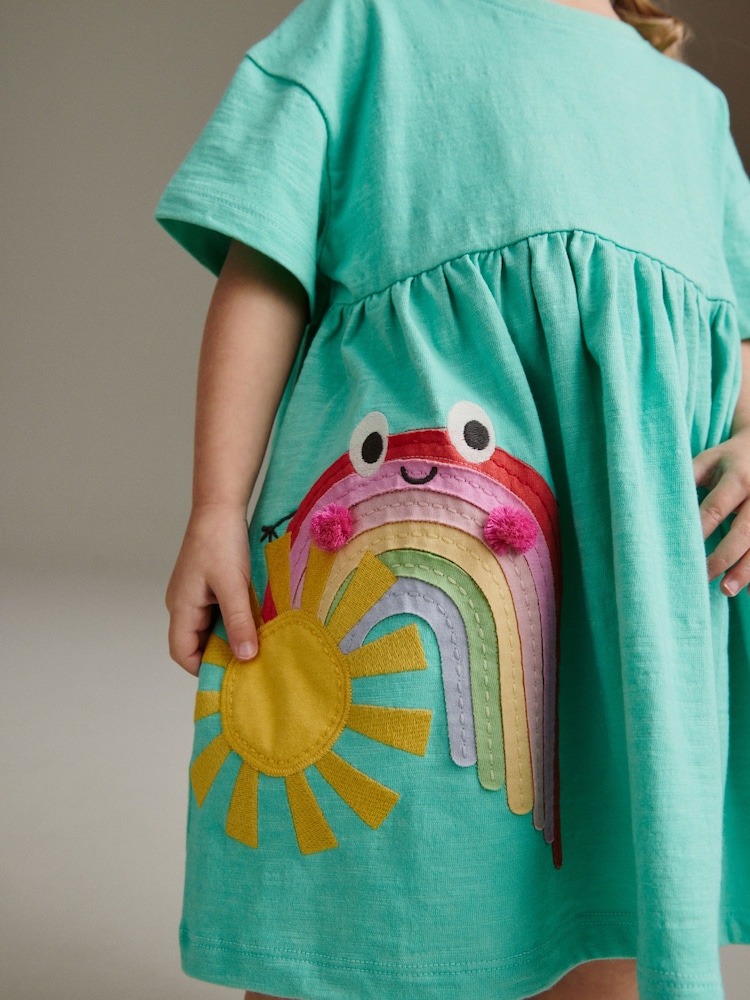 Light Teal Short Sleeve Jersey Dress (3mths-7yrs) - Image 3 of 7