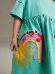 Light Teal Short Sleeve Jersey Dress (3mths-7yrs) - Image 4 of 7