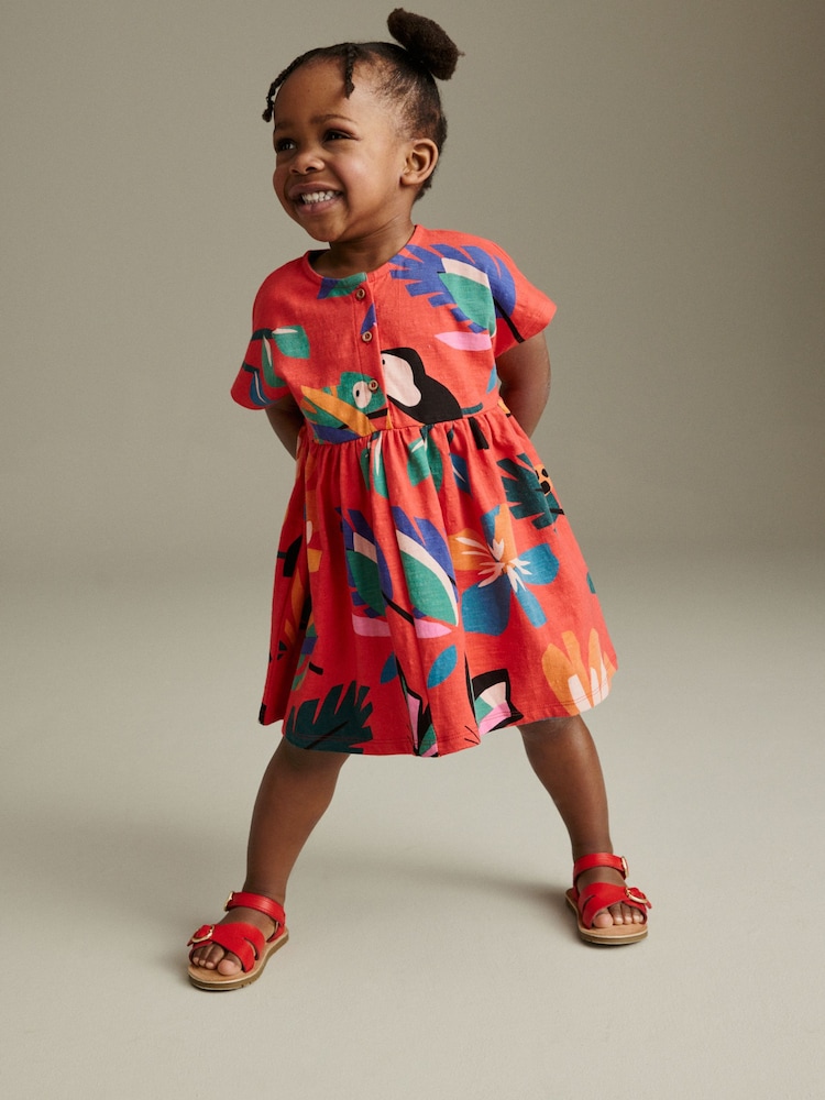 Red Short Sleeve Jersey Dress (3mths-7yrs) - Image 2 of 6 Red Short Sleeve Jersey Dress (3mths-7yrs) - Image 2 of 6