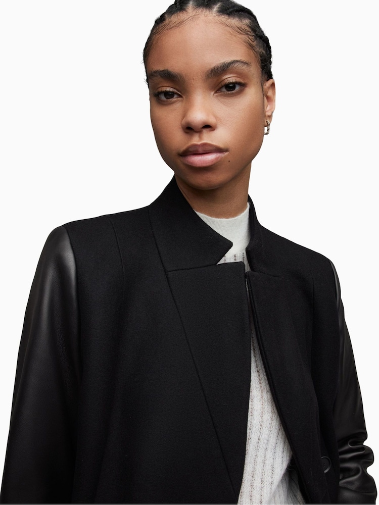 AllSaints Black Sidney Lea Coat - Image 2 of 7