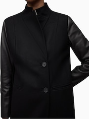 AllSaints Black Sidney Lea Coat - Image 5 of 7