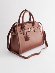 Tan Brown Belted Workwear Tote Bag - Image 4 of 10