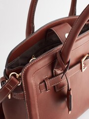 Tan Brown Belted Workwear Tote Bag - Image 6 of 10