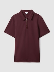 Reiss Bordeaux Floyd Slim Fit Half-Zip Polo Shirt - Image 2 of 5