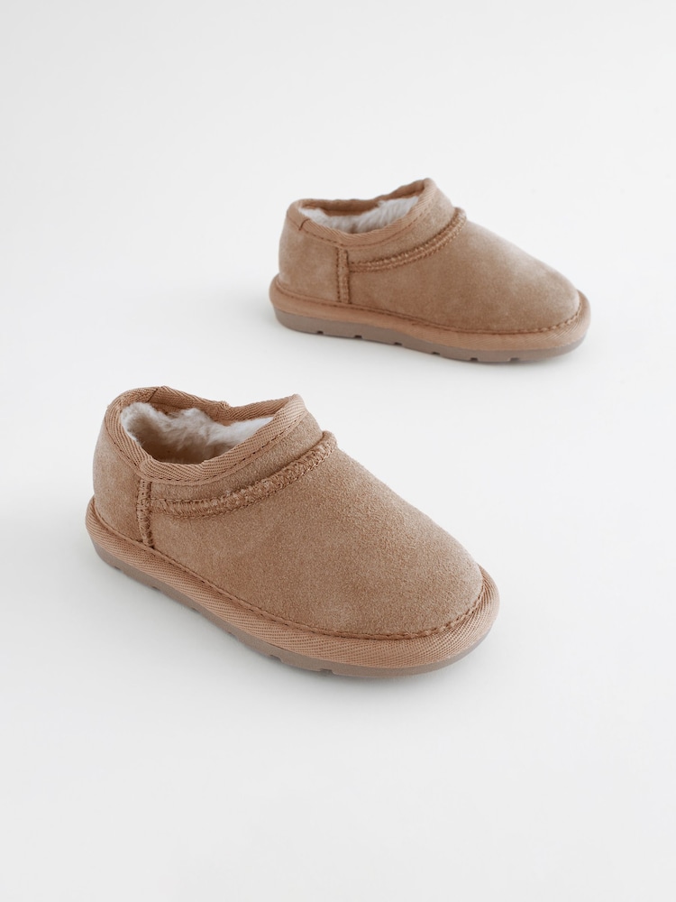 Tan Brown Suede Faux Fur Lined Pull On Shoe Boots - Image 1 of 6