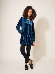 White Stuff Blue Farley Velvet Tunic - Image 1 of 7