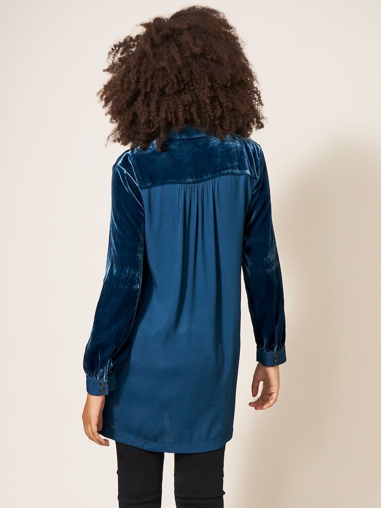 White Stuff Blue Farley Velvet Tunic - Image 2 of 7