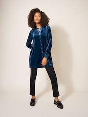 White Stuff Blue Farley Velvet Tunic - Image 3 of 7