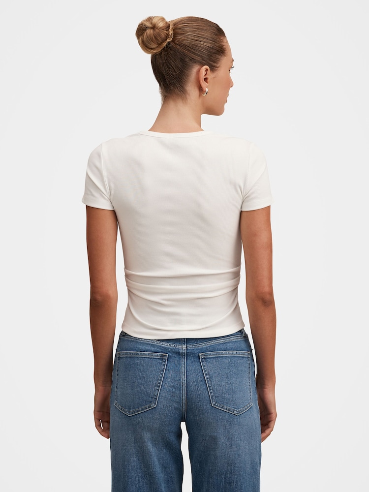 Forever New White Kelly Tuck Detail Baby T-Shirt - Image 2 of 5 Forever New White Kelly Tuck Detail Baby T-Shirt - Image 2 of 5