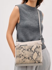 Neutral Leather Pocket Messenger Bag - Image 1 of 1