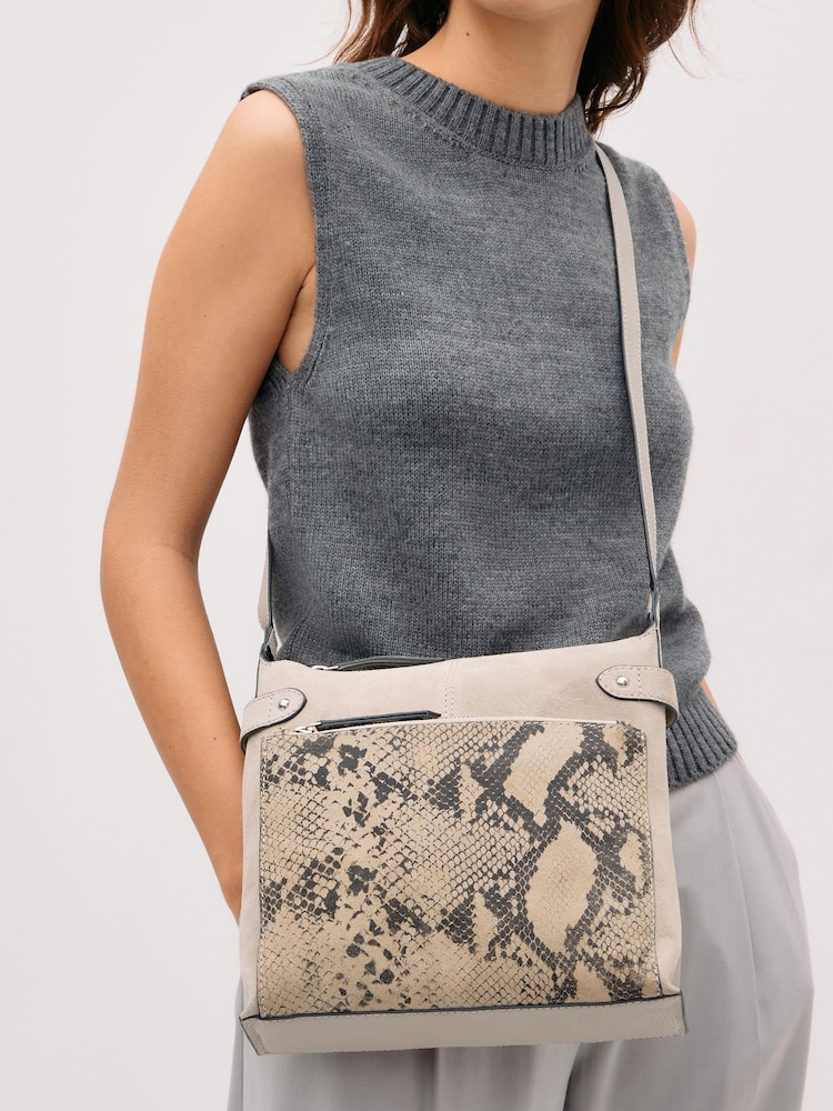 Neutral Leather Pocket Messenger Bag - Image 1 of 1