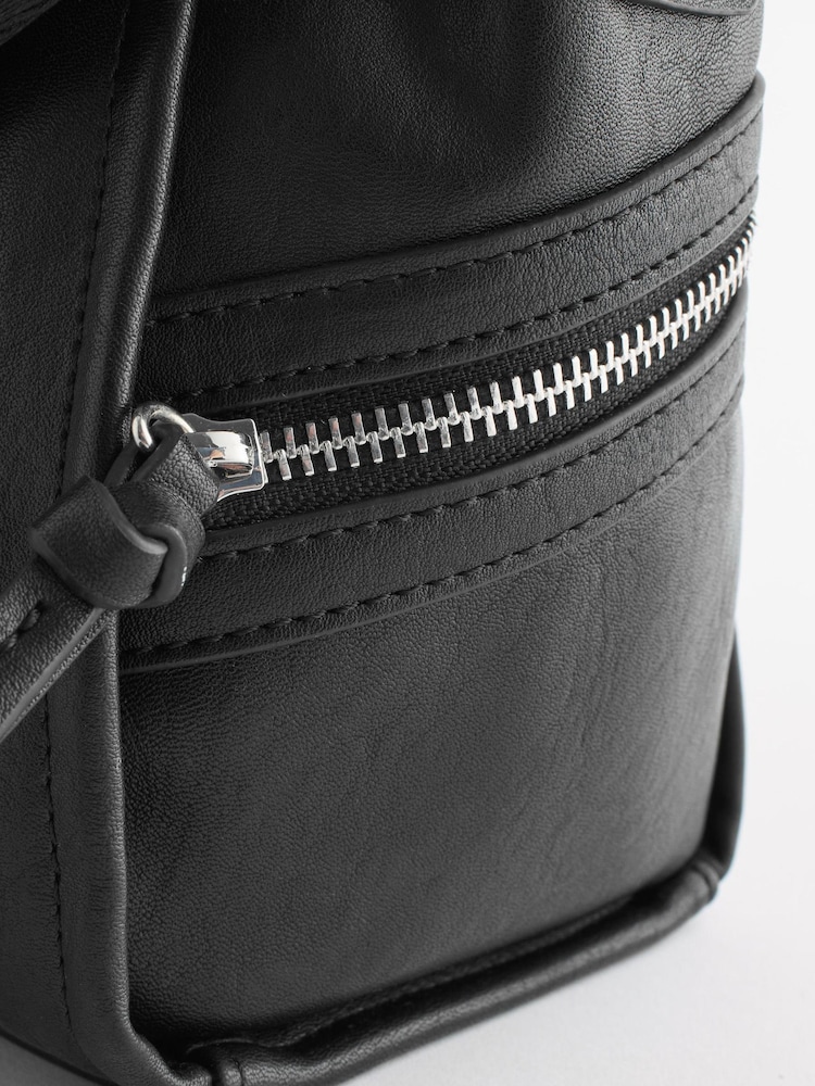 Black Casual Side Zip Cross-Body Bag - Image 9 of 9 Black Casual Side Zip Cross-Body Bag - Image 9 of 9