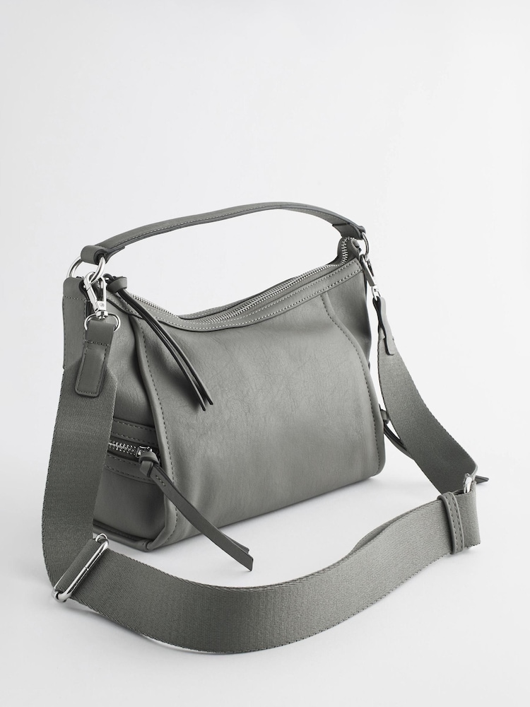 Grey Casual Side Zip Cross-Body Bag - Image 1 of 5