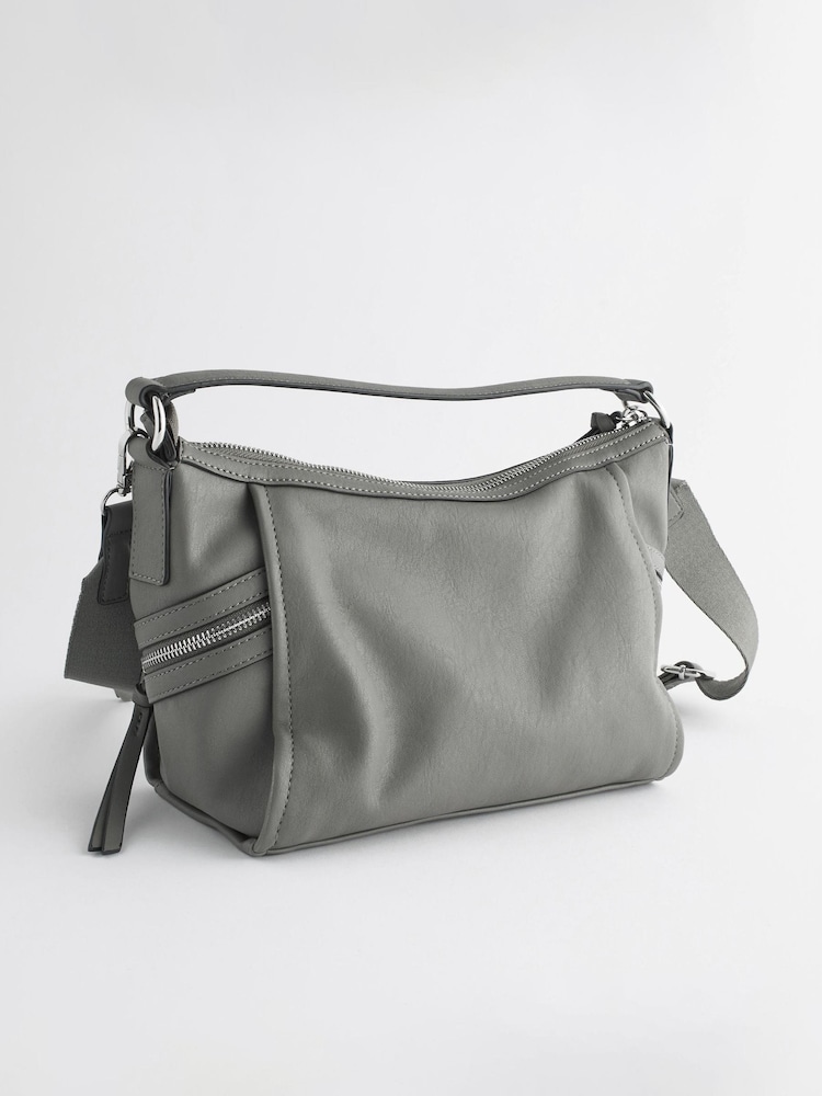 Grey Casual Side Zip Cross-Body Bag - Image 2 of 5