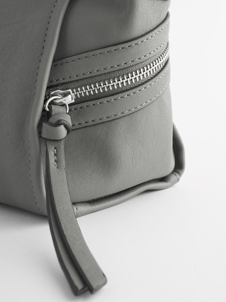 Grey Casual Side Zip Cross-Body Bag - Image 5 of 5