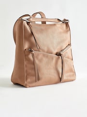 Tan Brown Side Zip Backpack - Image 1 of 7