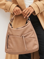 Tan Brown Side Zip Backpack - Image 6 of 7