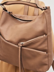 Tan Brown Side Zip Backpack - Image 7 of 7
