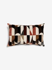Monochrome 40 x 59cm Cut Velvet Jester Oblong Cushion - Image 2 of 5