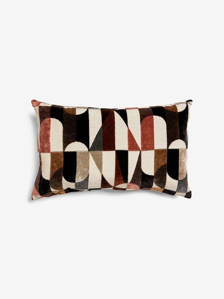 Monochrome 40 x 59cm Cut Velvet Jester Oblong Cushion - Image 2 of 5