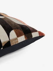 Monochrome 40 x 59cm Cut Velvet Jester Oblong Cushion - Image 4 of 5