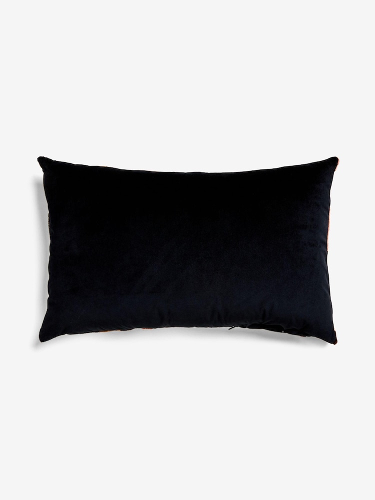 Monochrome 40 x 59cm Cut Velvet Jester Oblong Cushion - Image 5 of 5