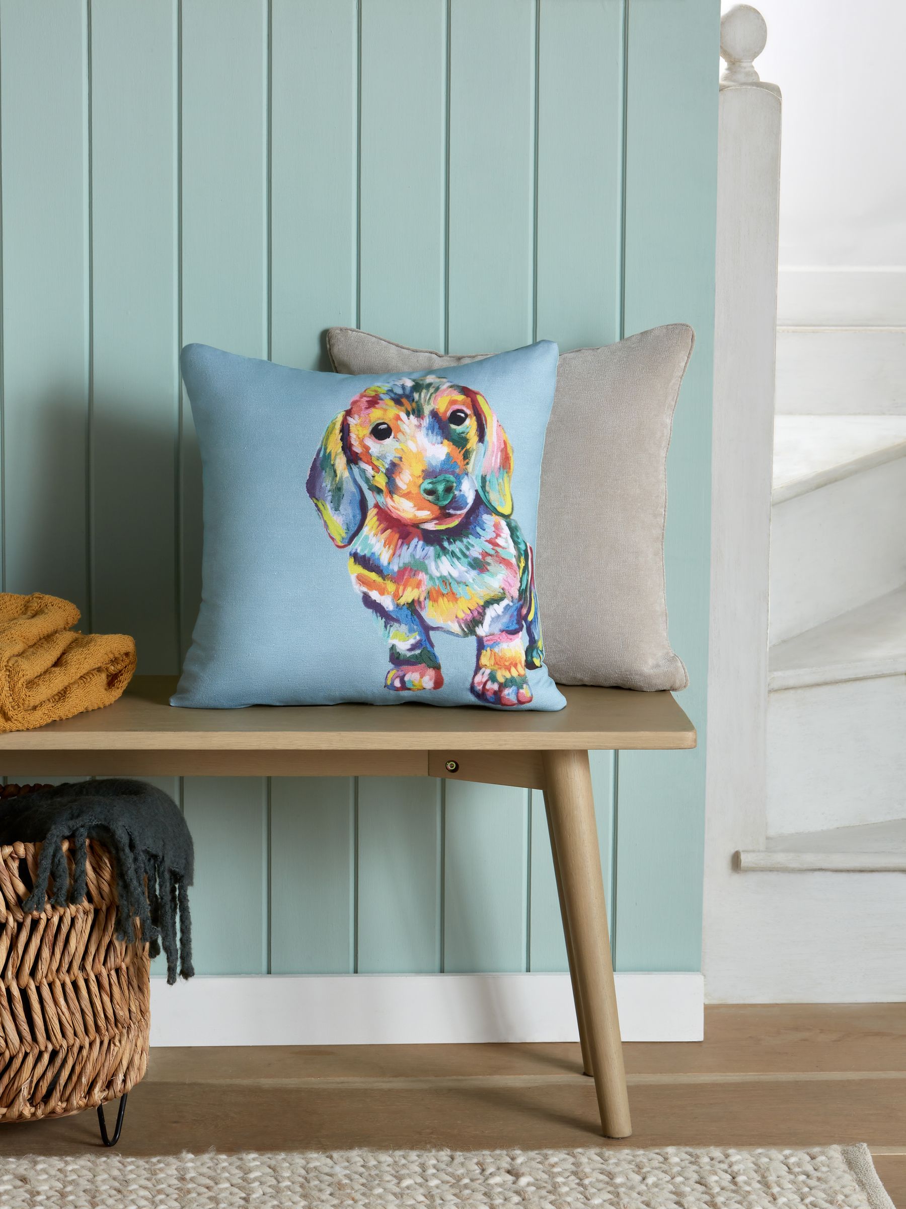 Buy Multi Bright 43 x 43cm Sausage Dog Cushion from Next Luxembourg