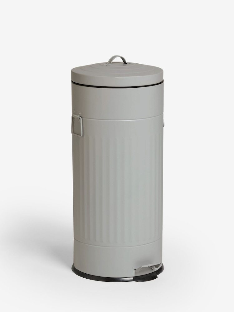 Light Grey 30L Vintage Ribbed Soft Close Bin - Image 5 of 5