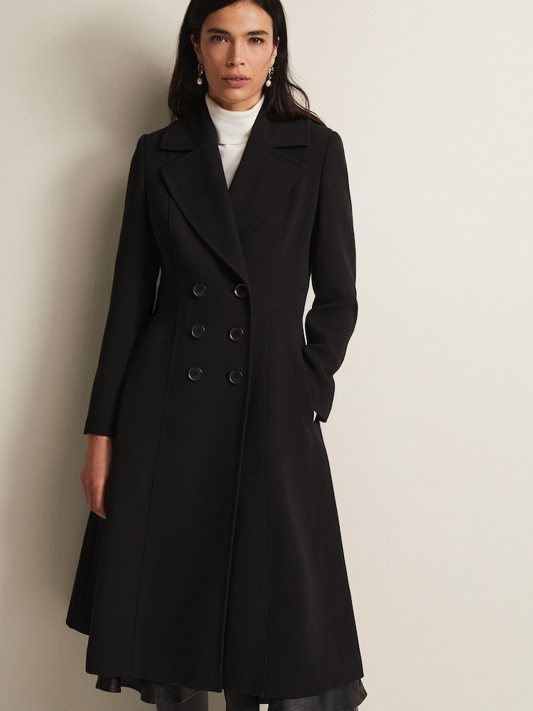 Phase Eight Black Long Smart Sandra Coat - Image 1 of 6