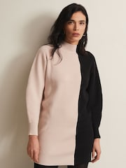 Phase Eight Black Tamina Colour Block Knitted Tunic Mini Dress - Image 1 of 6