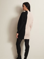 Phase Eight Black Tamina Colour Block Knitted Tunic Mini Dress - Image 2 of 6