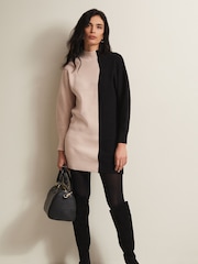 Phase Eight Black Tamina Colour Block Knitted Tunic Mini Dress - Image 3 of 6