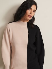 Phase Eight Black Tamina Colour Block Knitted Tunic Mini Dress - Image 5 of 6