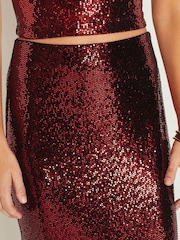 Red Midi Sequin Skirt - Image 4 of 6