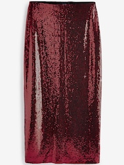 Red Midi Sequin Skirt - Image 5 of 6