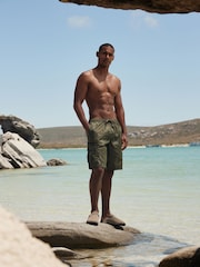 Khaki Green Camo Utility Swim Shorts - Image 2 of 10